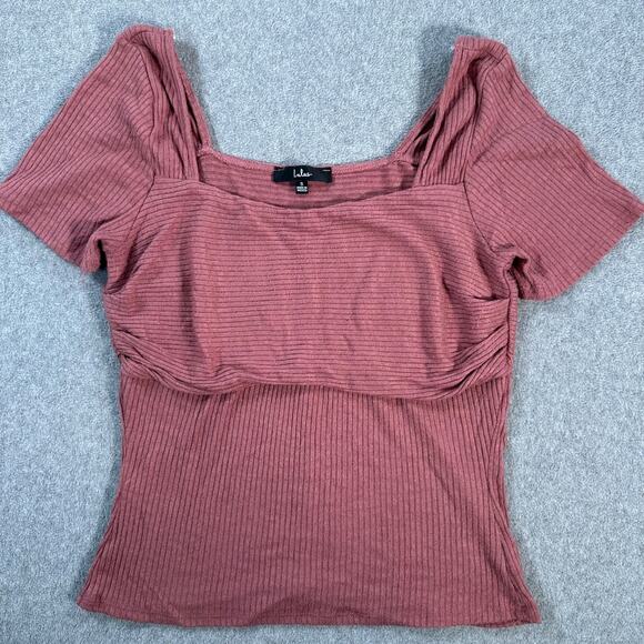 Lulus Tops - Lulus Quintessential Muse Mauve Ribbed Short Sleeve Top Women's Small